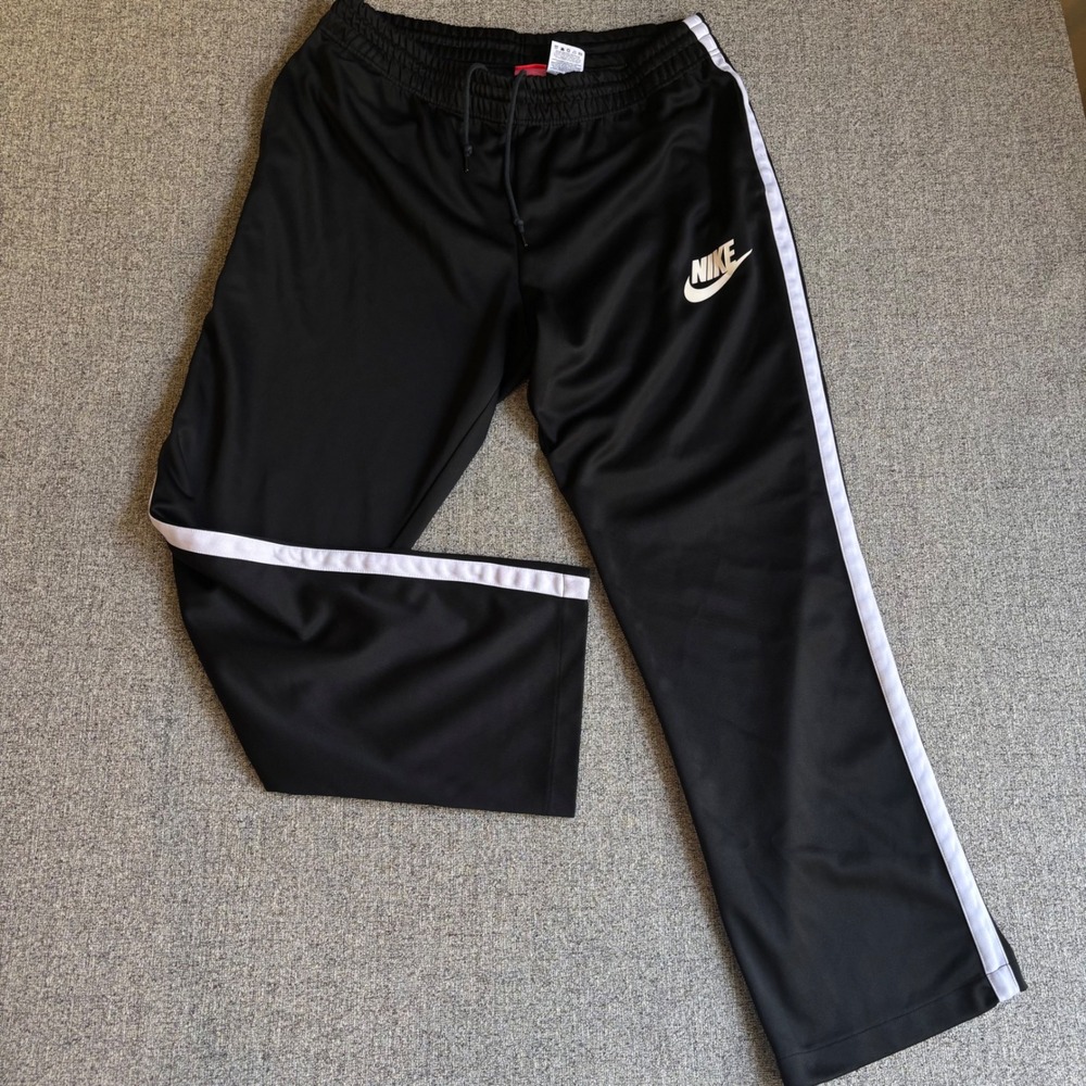 Nike Track Pants Mens XXL Black Sportswear Side Stripe Straight Leg Y2K
